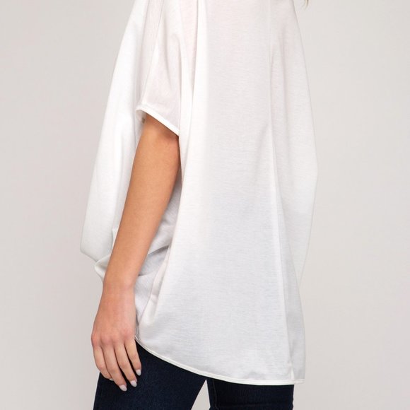 Pleated hem drop shoulder knit top - Picture 2 of 3